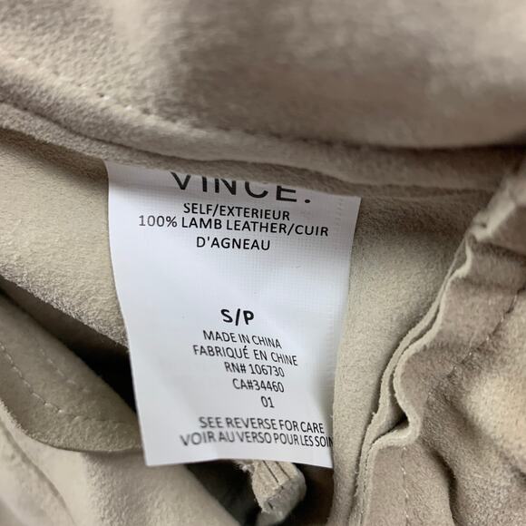 VINCE Size S Beige Suede Parka Jacket - Picture 4 of 6